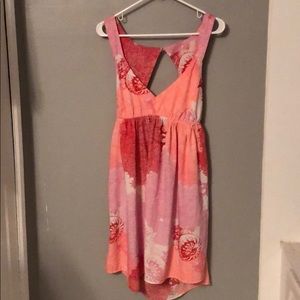 Coral open back sun dress
